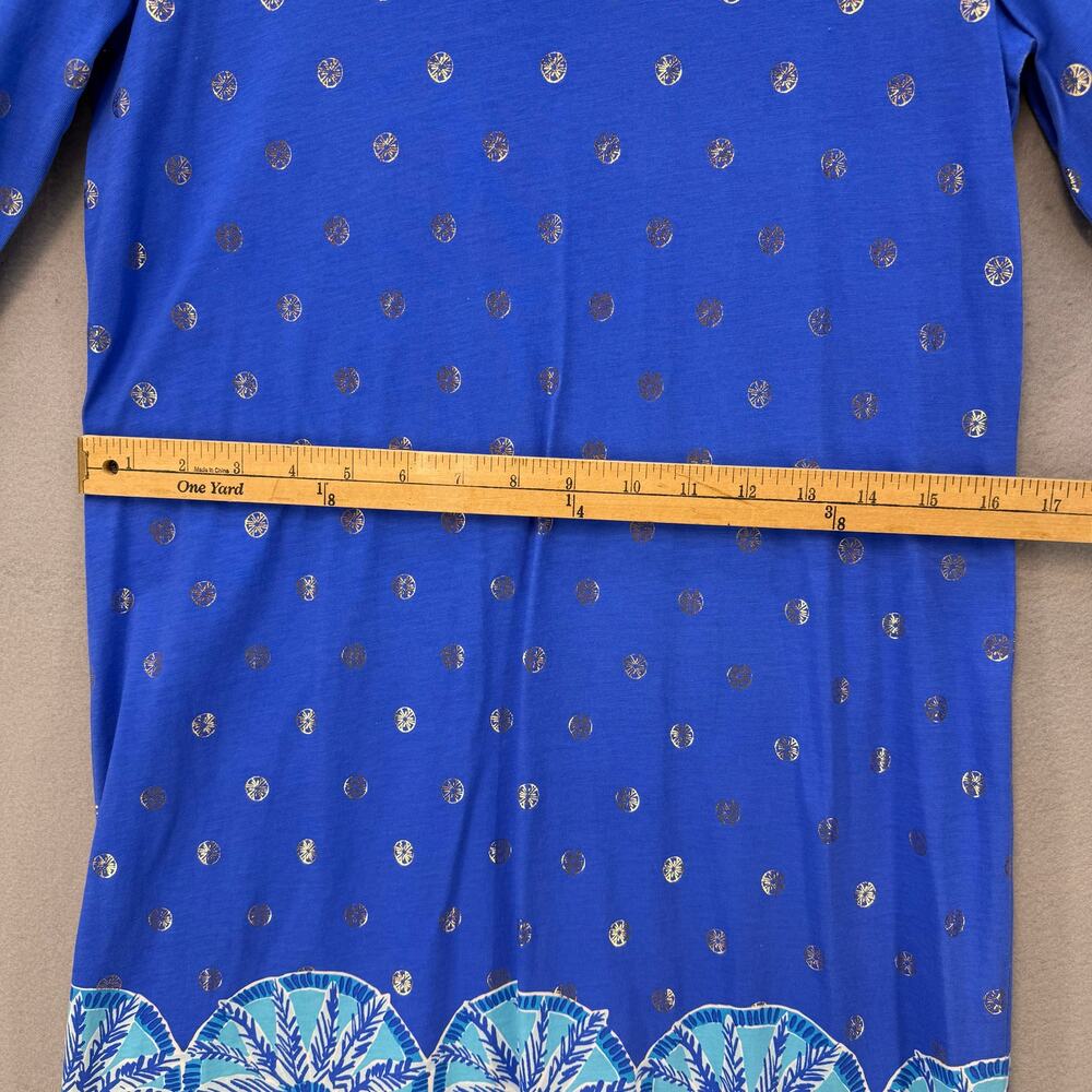 Lilly Pulitzer Grotto Beach Keyhole Shift Dress Women's S Day Blue Gold EUC - Picture 10 of 11